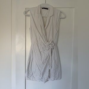 Zara womens linen Wrap skort Dress